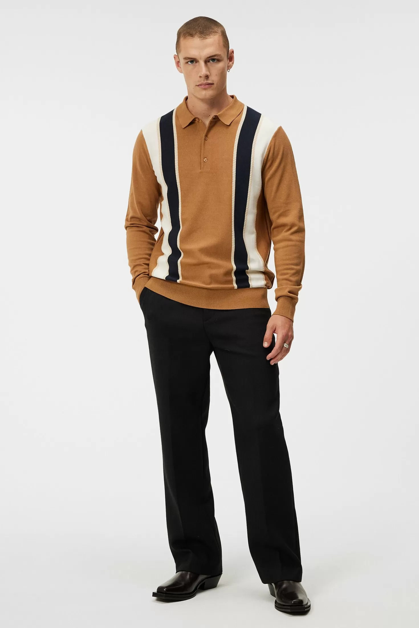 Heden Striped Knitted Polo | J.Lindeberg Fashion