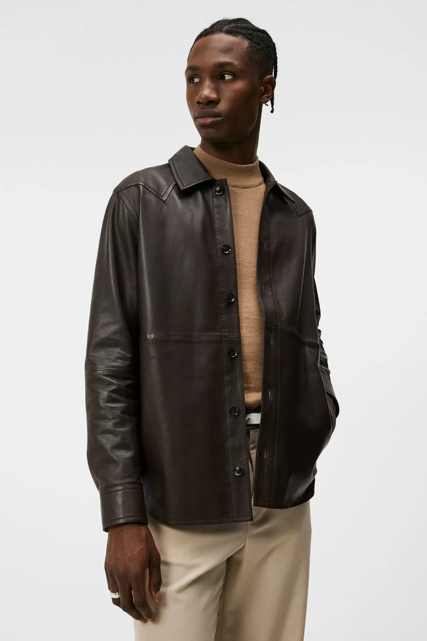 Landon Leather Overshirt | J.Lindeberg Cheap