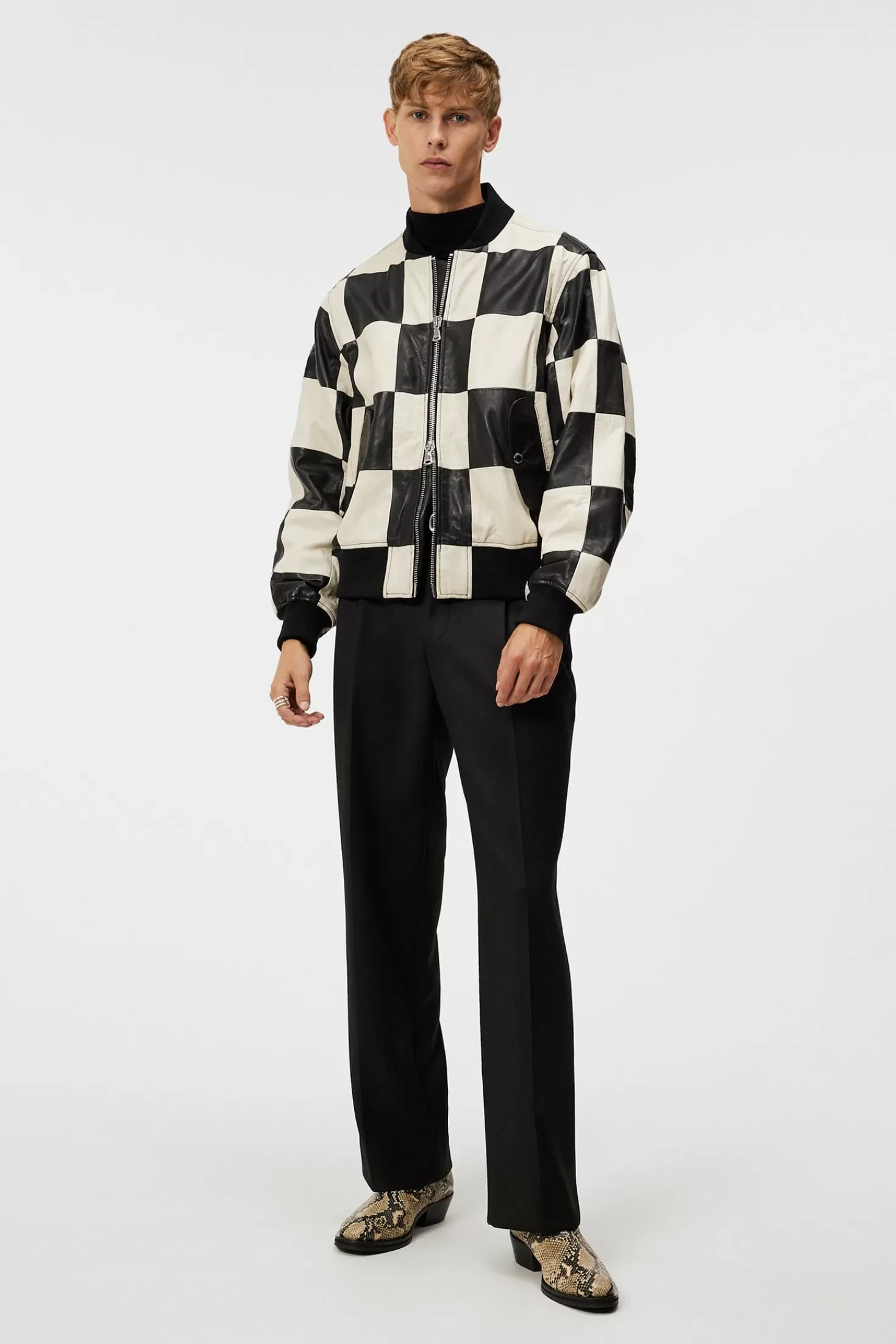 Milan Patchwork Leather Jacket | J.Lindeberg Online